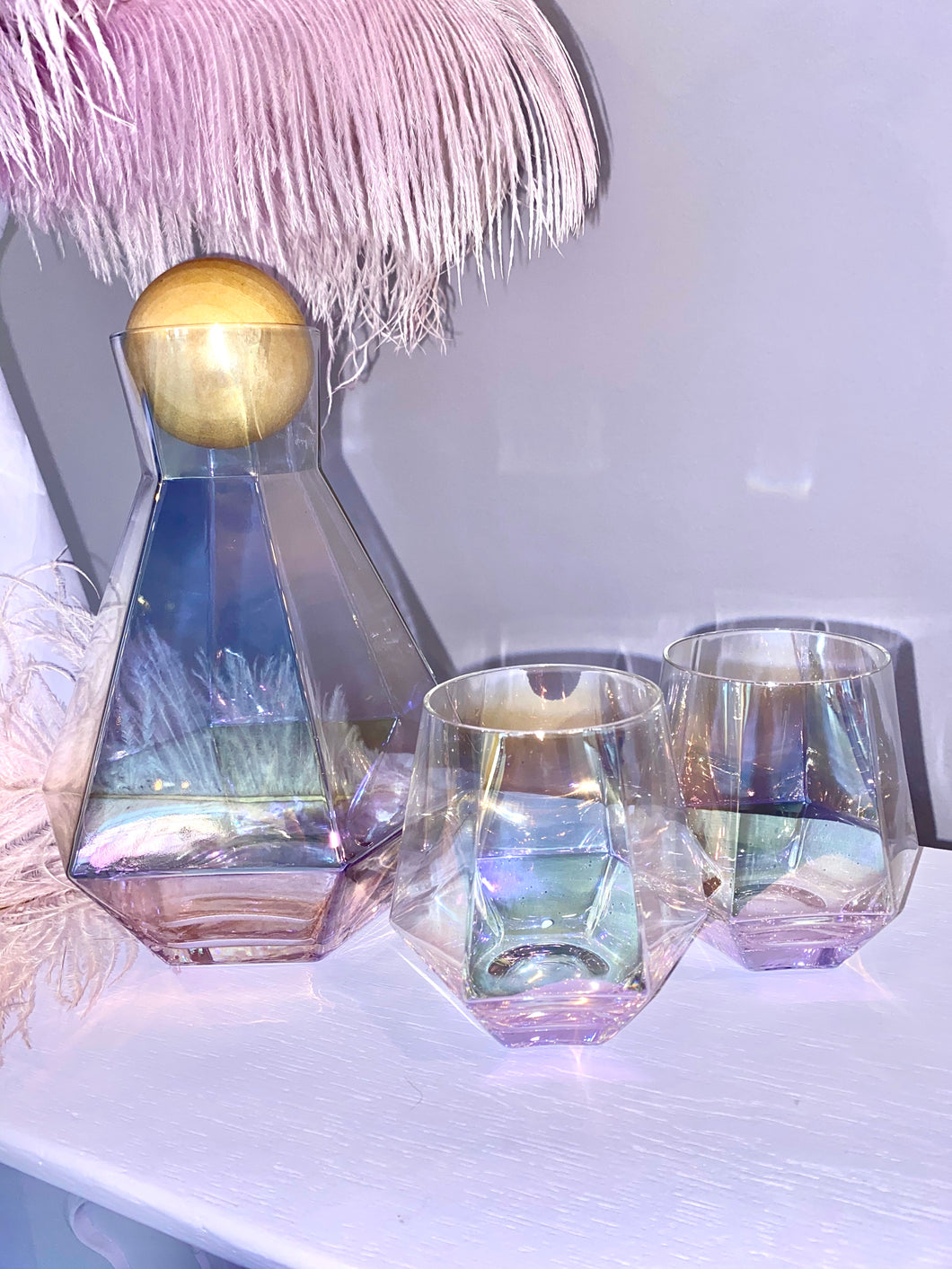 Luxury Crystal Glass Hexagonal Decanter Set